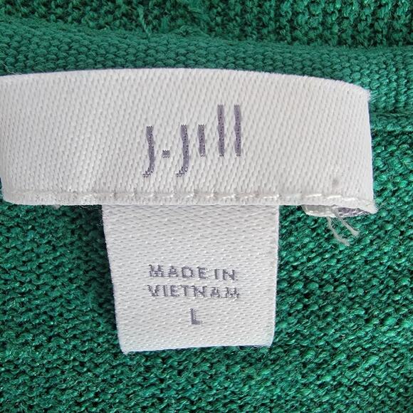 J Jill Linen Blend Green Tunic Sweater Sz L Christmas Holiday Office Preppy Work - Picture 6 of 8